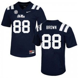 #88 Rebels Iconic Men's Bralon Brown Navy College Long-Lasting Football Jersey - Authentic Licensed NCAA 64261-614