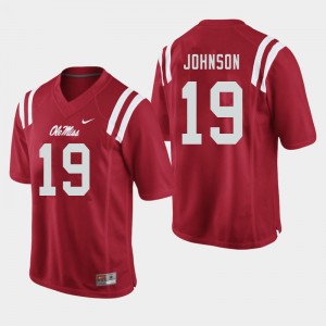Game-Ready Mens Brice Johnson #19 Ole Miss Rebels Red College Microfiber Football Jersey - Licensed Elite 33262-491
