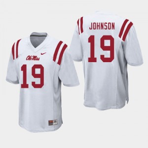 Men #19 Brice Johnson Rebels White University Long-Lasting Football Jersey - Authentic NCAA 44931-167
