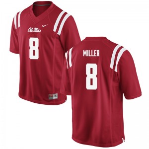 Red Microfiber University Football Jersey - Men C.J. Miller #8 Ole Miss Rebels Team-Issued (Licensed Official) 32267-615