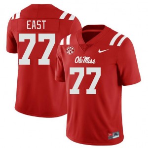 Team-Issued Red Mens Football Cam East #77 Ole Miss Rebels College Microfiber Jersey 21883-237