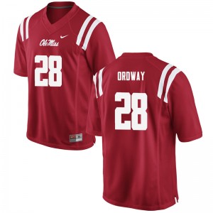 Iconic Red Men's Football Cam Ordway #28 Rebels High School Long-Lasting Jersey 28030-898