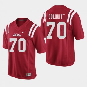 Red Out Essential Mens Carter Colquitt Rebels #70 Chain-Stitched High School Football Jersey 28214-810