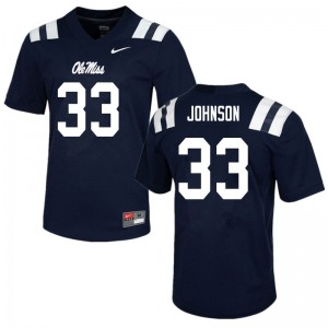 #33 Rebels Iconic Men's Cedric Johnson Navy High School Long-Lasting Football Jersey - Authentic Licensed NCAA 21325-452