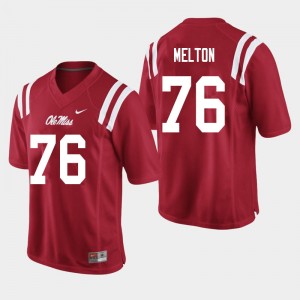 Team-Specific Mens Official Cedric Melton #76 Ole Miss Red Football College Athletic-Fit Jersey 76103-763