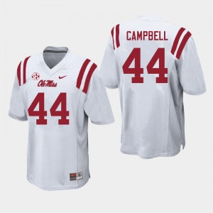 White Microfiber University Football Jersey - Mens Chance Campbell #44 Ole Miss Rebels Team-Issued (Licensed Official) 33055-370