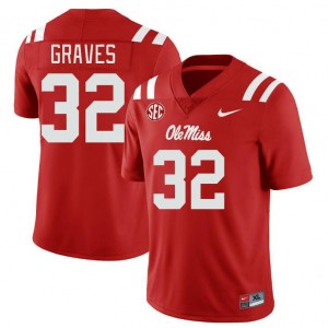 Game-Ready Men Chris Graves #32 Rebels Red NCAA Long-Lasting Football Jersey - Licensed Elite 62395-320