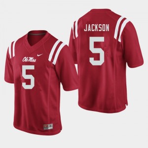 Exclusive Dannis Jackson #5 Red Ole Miss Rebels Men Football Microfiber Jersey - Official NCAA Licensed Collectible 83529-942