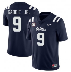 Game-Ready Mens DeShawn Gaddie Jr. #9 Ole Miss Navy High School Applique Football Jersey - Licensed Elite 59643-464