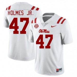 Men's Collectible Ole Miss #47 DeeJay Holmes Jr. White Applique Player Football Jersey 83735-910