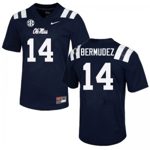 Unused Navy Men's Football Derek Bermudez #14 Ole Miss Rebels University Anti-Odor Jersey 88531-817