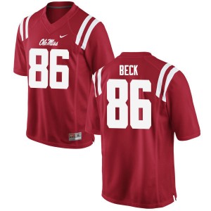 Collectible Mens Official Drake Beck #86 Ole Miss Red Football High School Applique Jersey 80876-178
