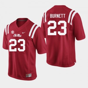 Game-Ready Men's Drew Burnett #23 Rebels Red University Long-Lasting Football Jersey - Licensed Elite 62738-741