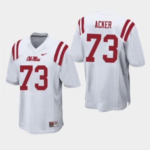Game-Ready Men's Eli Acker #73 Ole Miss Rebels White College Anti-Odor Football Jersey - Licensed Elite 40312-236
