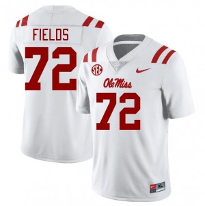 White Chain-Stitched University Football Jersey - Men's Ethan Fields #72 Rebels On-Field (Licensed Official) 16989-155