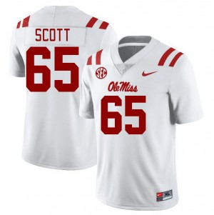 Collectible Men's Official Gerquan Scott #65 Ole Miss White Football College Applique Jersey 93883-529