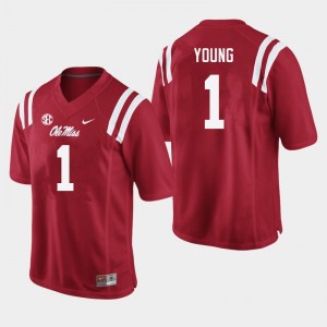 On-Field Mens Official Isheem Young #1 Rebels Red Football High School Chain-Stitched Jersey 47151-409