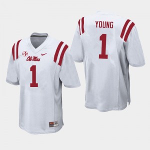 NCAA Fan Favorite: Men Isheem Young #1 White Ole Miss Applique Football Jersey 72379-805