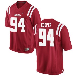 #94 Ole Miss Collectible Mens Jack Cooper Red Player Applique Football Jersey - Authentic Licensed NCAA 88670-689