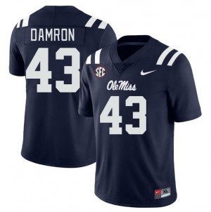 Navy Out Essential Men's Jack Damron Rebels #43 Lightweight University Football Jersey 41067-635