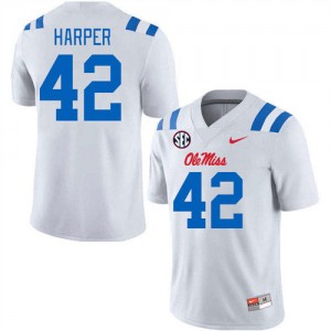 #42 Rebels On-Field Men's Jack Harper White High School Chain-Stitched Football Jersey - Authentic Licensed NCAA 20827-341
