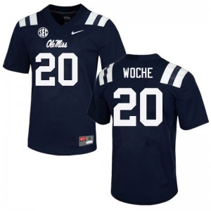 Exclusive Jack Woche #20 Navy Ole Miss Mens Football Athletic-Fit Jersey - Official NCAA Licensed Collectible 38860-721