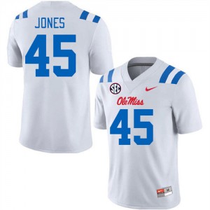 White Long-Lasting University Football Jersey - Men Jackson Jones #45 Rebels Iconic (Licensed Official) 77724-182