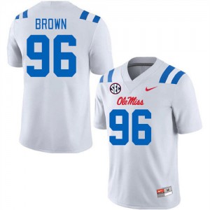 #96 Ole Miss Rebels Subtle Men's Jamarious Brown White University Double-Stitched Football Jersey - Authentic Licensed NCAA 77335-647