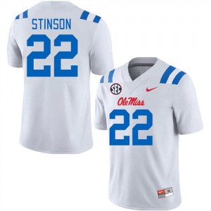 Exclusive Jarell Stinson #22 White Ole Miss Men Football Applique Jersey - Official NCAA Licensed Collectible 79643-791