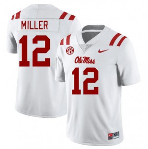 #12 Ole Miss Team-Specific Men's Jett Miller White College Athletic-Fit Football Jersey - Authentic Licensed NCAA 70760-926