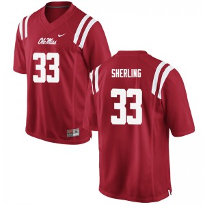 Iconic Men's Official John-Patrick Sherling #33 Rebels Red Football University Long-Lasting Jersey 70287-623