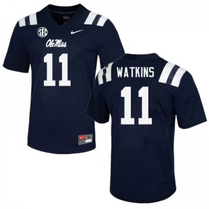 Navy Out Essential Mens Jordan Watkins Ole Miss #11 Athletic-Fit NCAA Football Jersey 98398-531