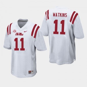 NCAA Fan Favorite: Mens Jordan Watkins #11 White Ole Miss Applique Football Jersey 25913-652
