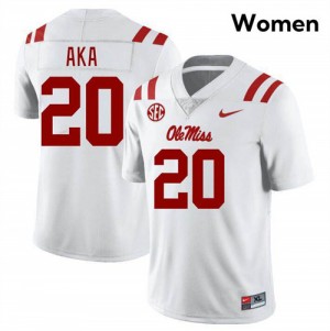 Women #20 Josh Aka Ole Miss Rebels White High School Anti-Odor Football Jersey - Authentic NCAA 97705-623