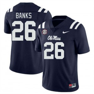 Exclusive Katrevrick Banks #26 Navy Ole Miss Men Football Applique Jersey - Official NCAA Licensed Collectible 67397-254