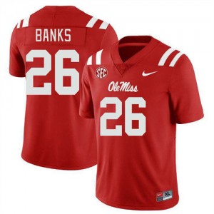 Game-Ready Men's Katrevrick Banks #26 Ole Miss Rebels Red College Double-Stitched Football Jersey - Licensed Elite 32412-836