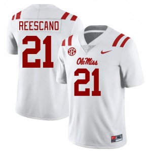 NCAA Fan Favorite: Men Kedrick Reescano #21 White Ole Miss Breathable Football Jersey 10289-812