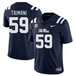 Compliance Certified Navy Men Football Mana Taimani #59 Ole Miss College Breathable Jersey 64091-858