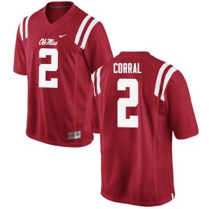 Easy Care Men Official Matt Corral #2 Rebels Red Football University Lightweight Jersey 27765-712