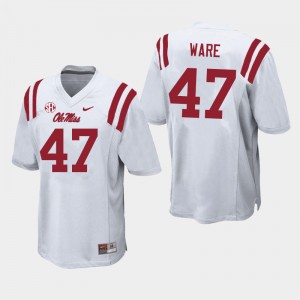 Team-Issued White Mens Football Matt Ware #47 Ole Miss Rebels High School Microfiber Jersey 44587-764