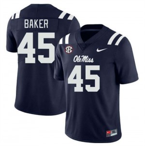 Navy Double-Stitched High School Football Jersey - Men Mike Baker #45 Ole Miss Rebels Subtle (Licensed Official) 33435-748