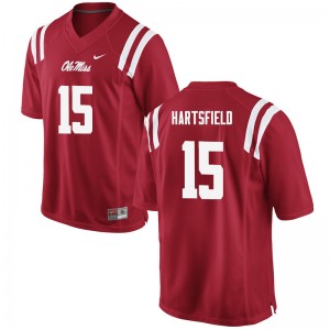 Mens On-Field Rebels #15 Myles Hartsfield Red Chain-Stitched High School Football Jersey 54892-683