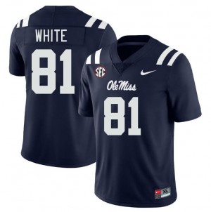 Iconic Mens Noreel White #81 Rebels Navy Long-Lasting College Football Jersey - Premium Licensed NCAA Gear 49242-700