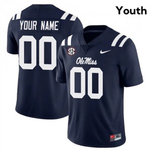 Youth Unused Ole Miss Rebels #00 Custom Navy Anti-Odor Player Football Jersey 44193-938