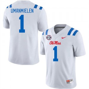 Team-Specific Mens Official Princely Umanmielen #1 Ole Miss White Football University Athletic-Fit Jersey 37183-294