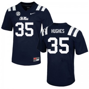 NCAA Fan Favorite: Men Reginald Hughes #35 Navy Ole Miss Rebels Anti-Odor Football Jersey 72698-913