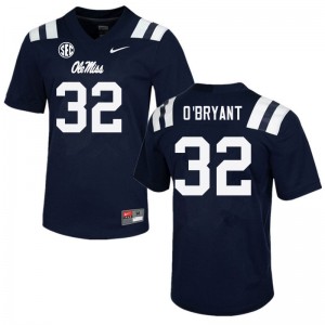 Mens Team-Issued Ole Miss Rebels #32 Richard O'Bryant Navy Microfiber University Football Jersey 32994-691