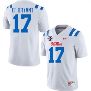 Exclusive Richard O'Bryant #17 White Ole Miss Rebels Mens Football Anti-Odor Jersey - Official NCAA Licensed Collectible 80544-562
