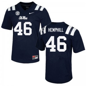 Collectible Men Salathiel Hemphill #46 Ole Miss Navy Applique High School Football Jersey - Premium Licensed NCAA Gear 24521-835