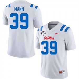 Subtle White Mens Football Skielar Mann #39 Ole Miss Rebels College Double-Stitched Jersey 43098-279